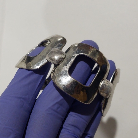 CHICO'S Silver-Tone Geometric Stretch Bracelet, Modern Women's Statement Jewelry - Picture 8 of 11